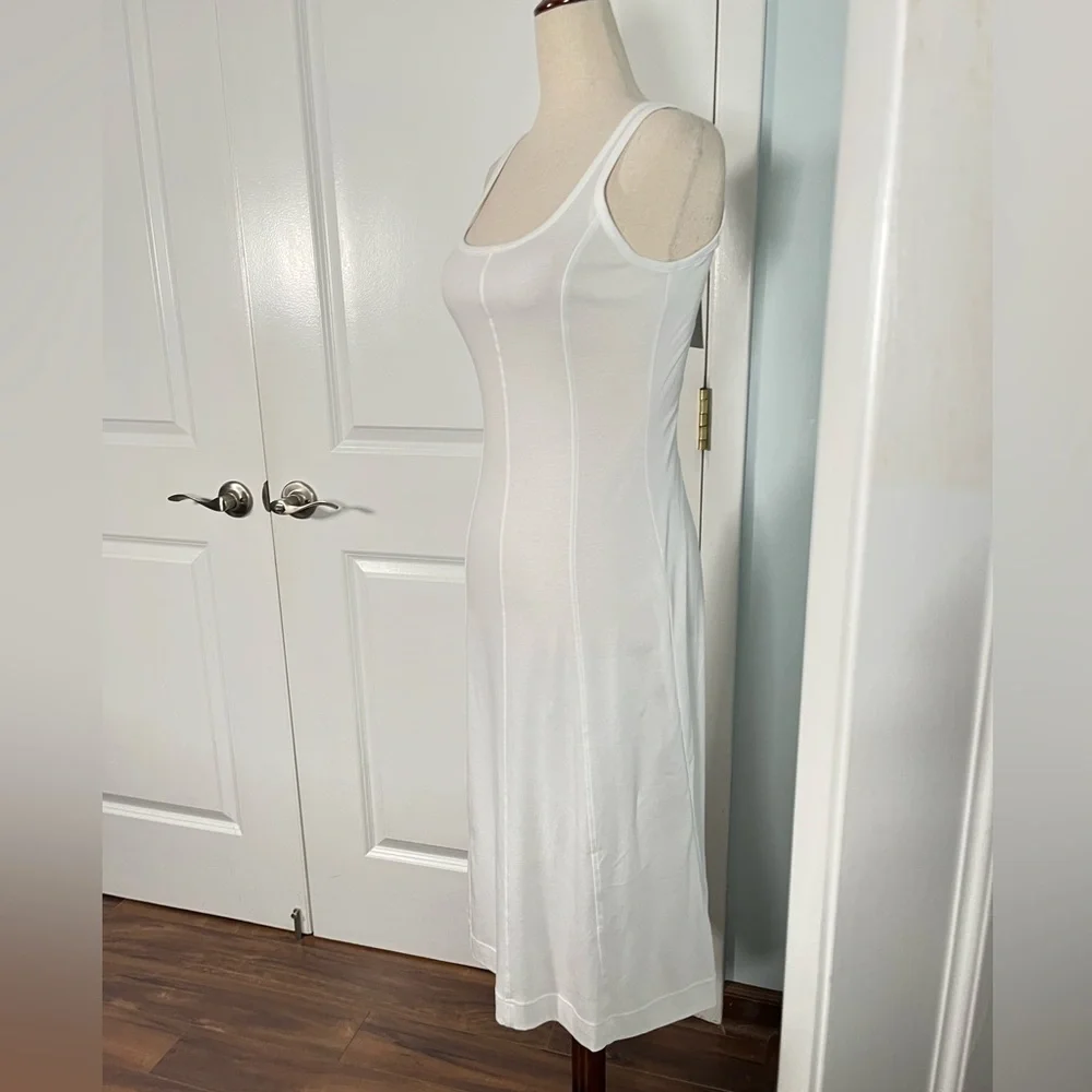 EVERLANE white Luxe Cotton Seamed
Tank Pullover Midi Dress size XXS NWT - Picture 8 of 11